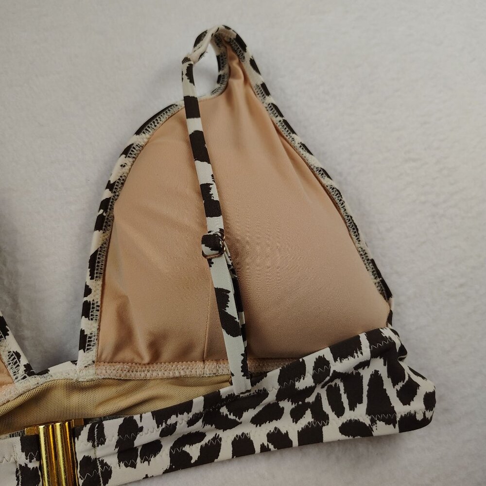 J Crew Animal Print Bikini Bathing Suit Top Sz Large - Picture 4 of 7